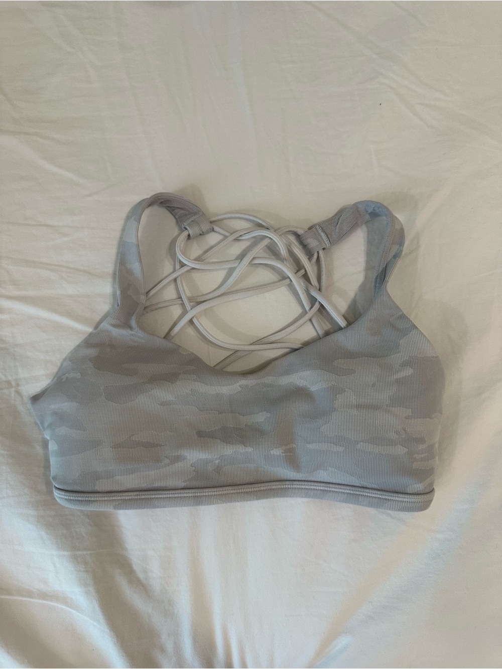lululemon athletica Light Gray Camo Strappy Sports Bra